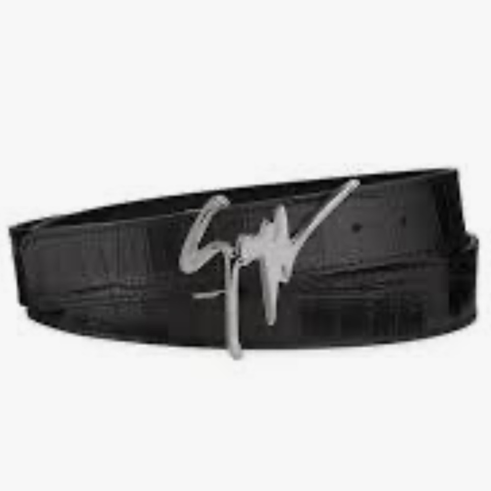 Giuseppe Zanotti Black Belt with Silver Logo